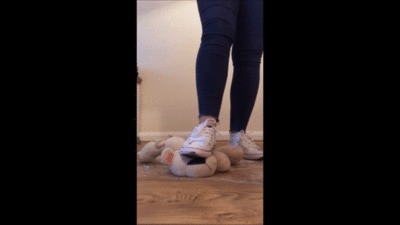 Vikki Abases And Crushes Toy Teddy Bear In Dirty Shoes And Socks