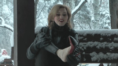 Red Fetish Stiletto In Snow